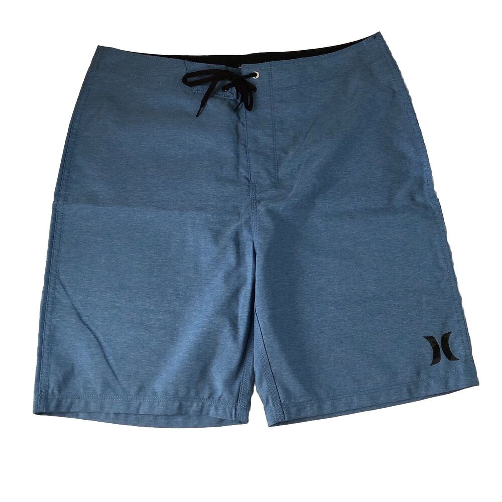 Hurley Mens Board-shorts Heather Blue Drawstring Swim Shorts Size 32